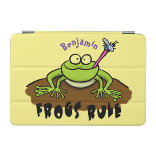 Frogs rule funny green frog cartoon iPad mini cover