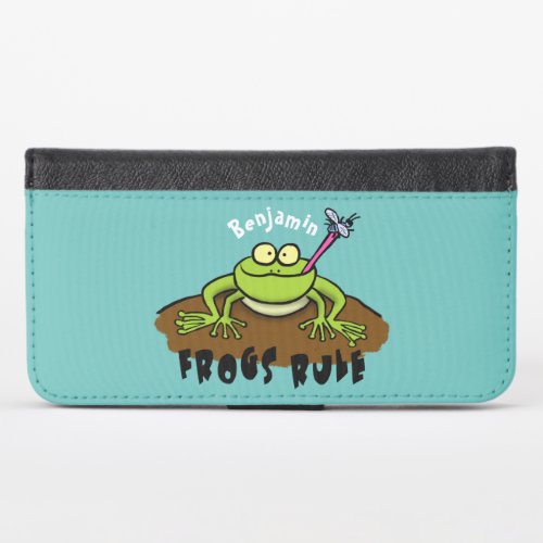 Frogs rule funny green frog cartoon iPhone x wallet case