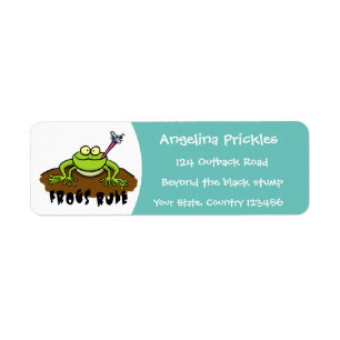 Frogs rule funny green frog cartoon label