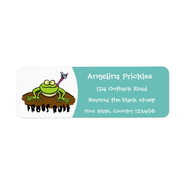Frogs rule funny green frog cartoon label (Front)