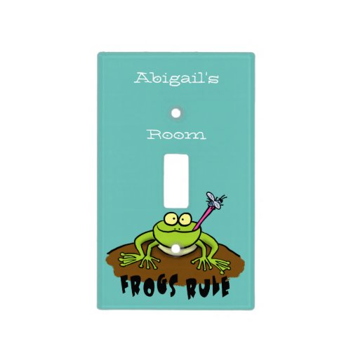 Frogs rule funny green frog cartoon light switch cover