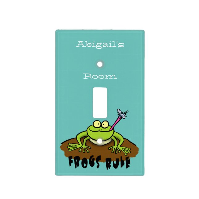 Frogs rule funny green frog cartoon light switch cover (Front)