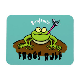 Frogs rule funny green frog cartoon magnet