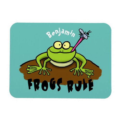 Frogs rule funny green frog cartoon magnet