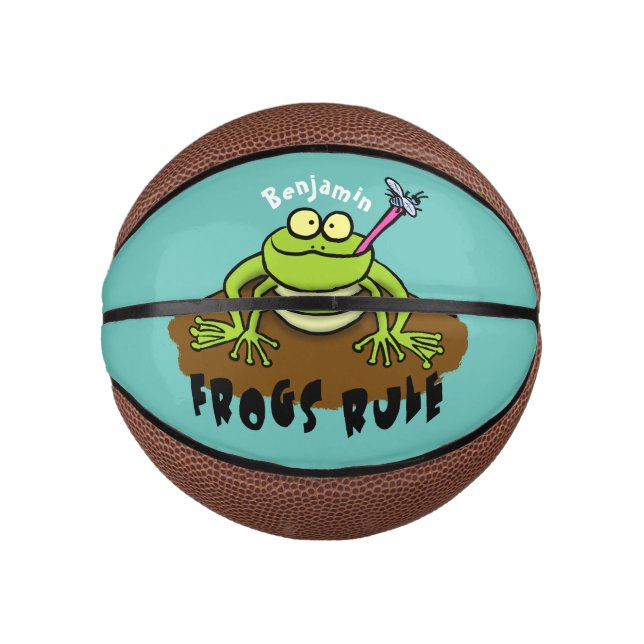 Frogs rule funny green frog cartoon mini basketball (Front)