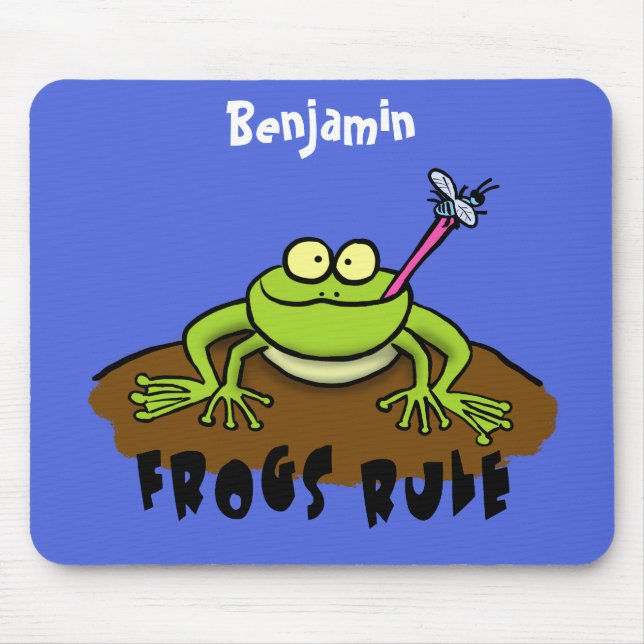 Frogs rule funny green frog cartoon mouse pad (Front)