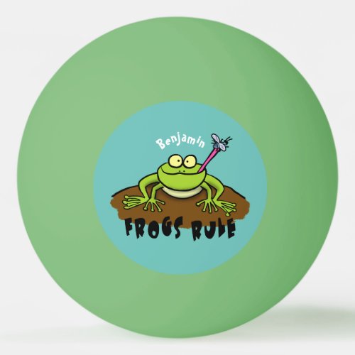 Frogs rule funny green frog cartoon ping pong ball