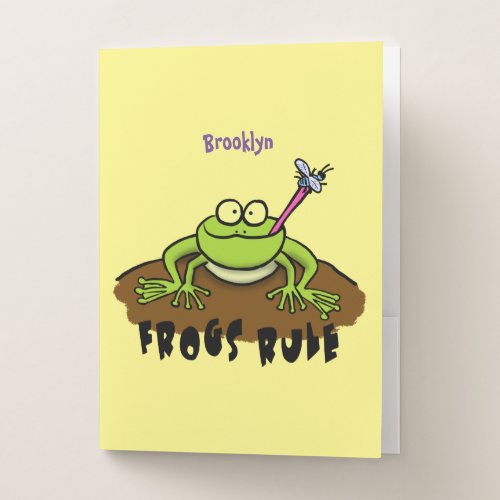 Frogs rule funny green frog cartoon pocket folder