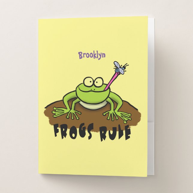 Frogs rule funny green frog cartoon pocket folder (Front)