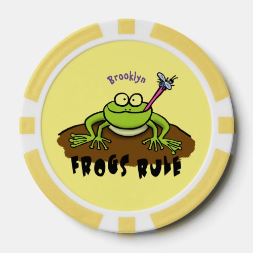 Frogs rule funny green frog cartoon poker chips