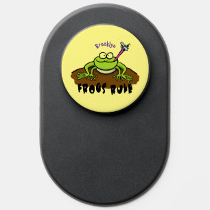 Frogs rule funny green frog cartoon PopSocket