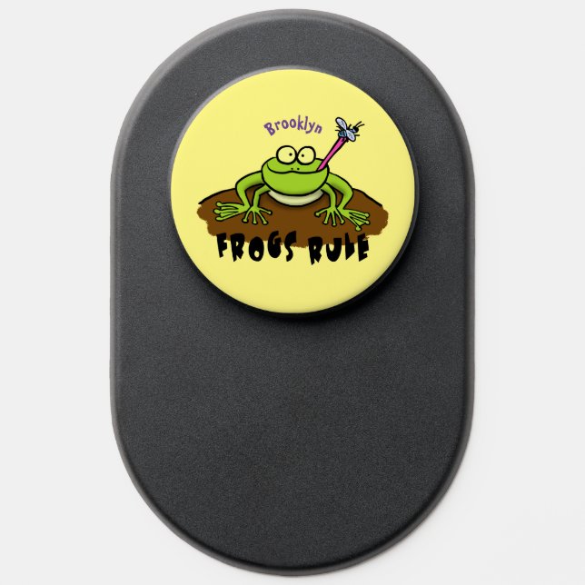 Frogs rule funny green frog cartoon PopSocket (Popsocket)