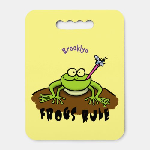 Frogs rule funny green frog cartoon seat cushion