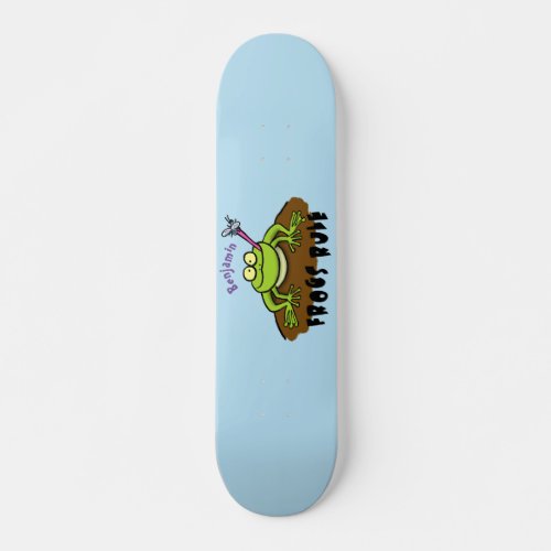 Frogs rule funny green frog cartoon skateboard
