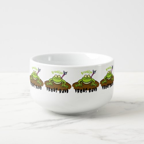 Frogs rule funny green frog cartoon soup mug
