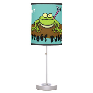 Frogs rule funny green frog cartoon table lamp