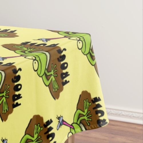 Frogs rule funny green frog cartoon tablecloth
