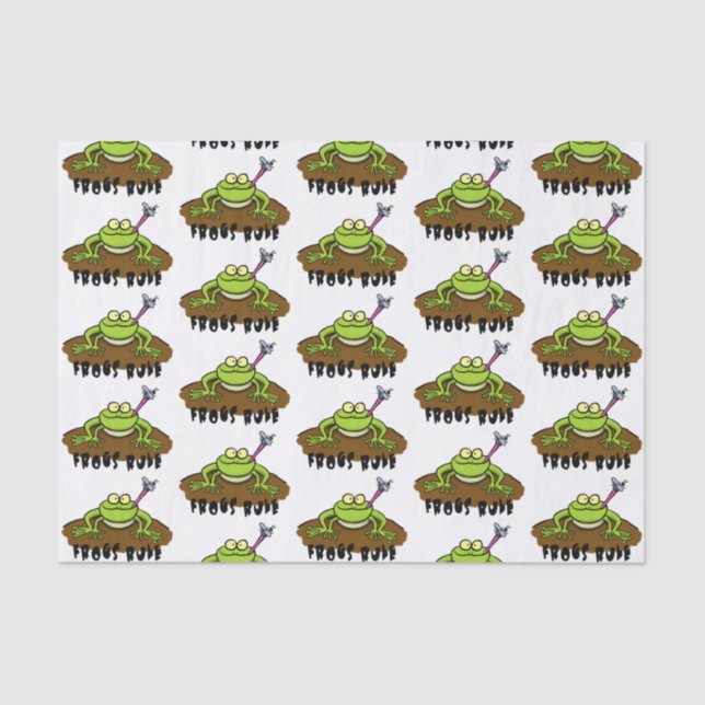 Frogs rule funny green frog cartoon tissue paper (Front)