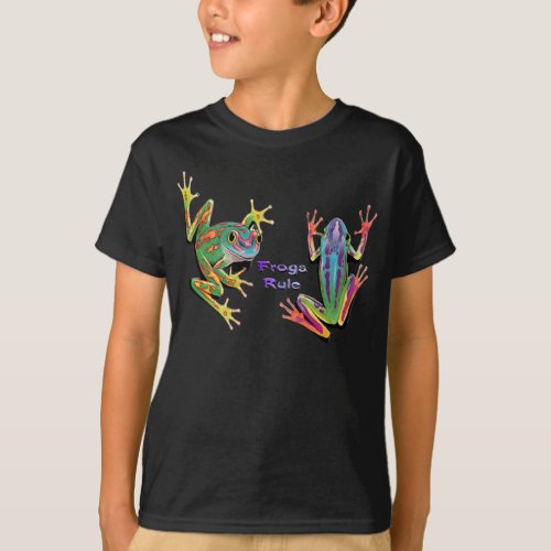Frogs Rule Kids Dark T_Shirts
