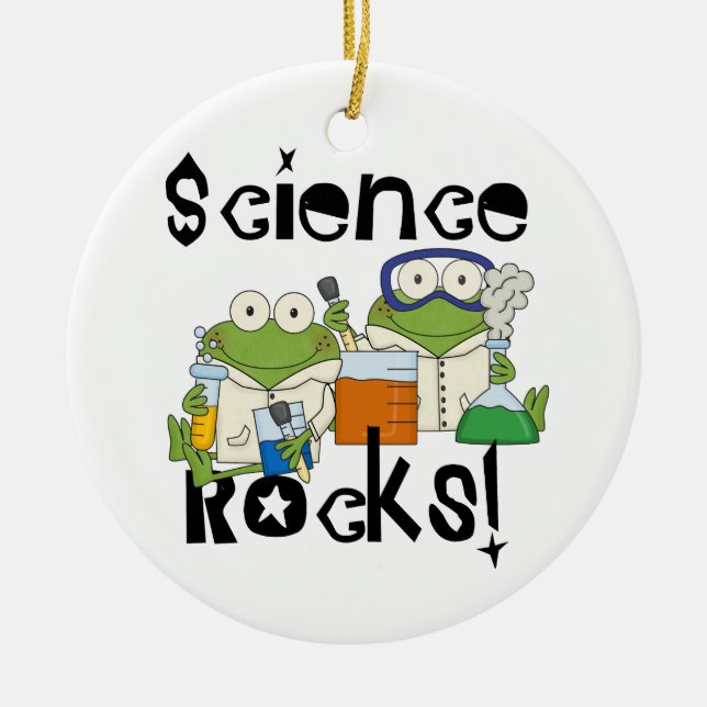 Frogs Science Rocks Ceramic Ornament (Front)