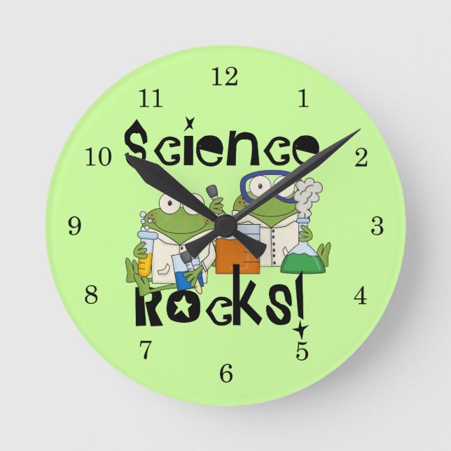 Frogs Science Rocks Round Clock (Front)