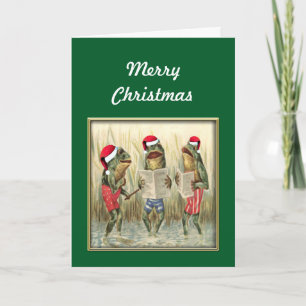 Frogs Singing Merry Christmas Holiday Card