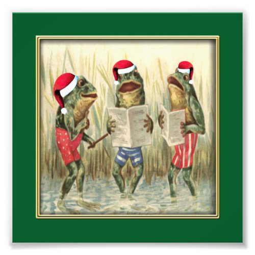 Frogs Singing Merry Christmas Photo Print