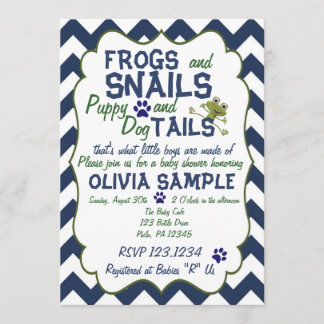 Frogs, Snails and Puppy Baby Shower Invitation