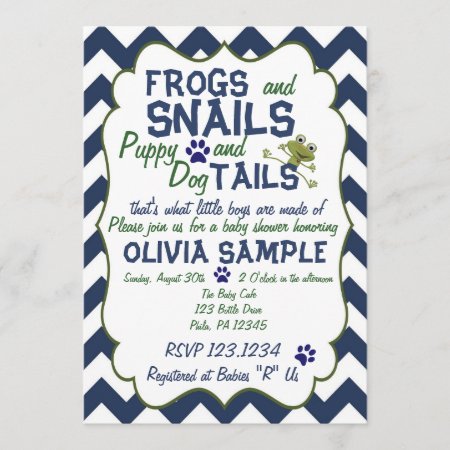 Frogs, Snails And Puppy  Baby Shower Invitation