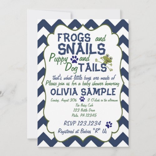 Frogs, Snails and Puppy  Baby Shower Invitation