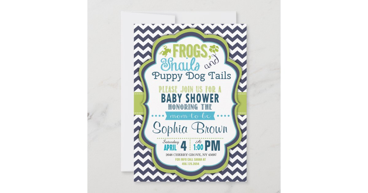 Frogs Snails Puppy Dog Tails Baby Shower Invite Zazzle Com
