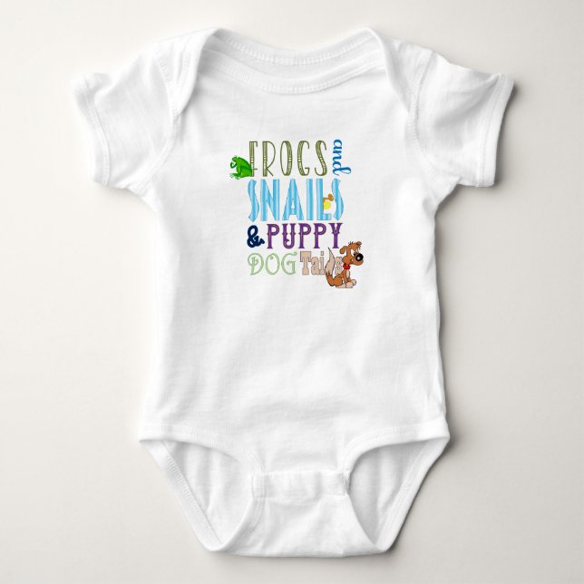 Frogs Snails Puppy Dog Tails Boy Baby Bodysuit (Front)