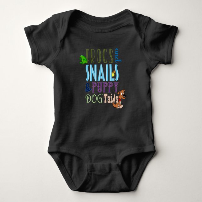 Frogs Snails Puppy Dog Tails Boy Baby Bodysuit (Front)