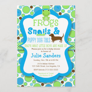 Frogs, Snails, & Puppy Dog Tails - Boy Baby Shower Invitation