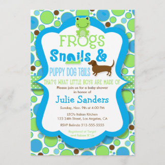 Frogs, Snails, & Puppy Dog Tails - Boy Baby Shower Invitation