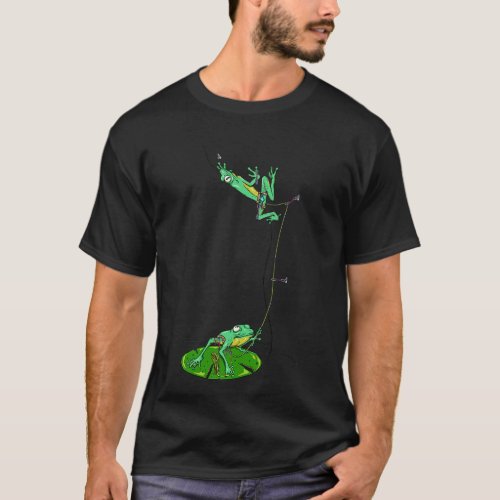 Frogs sport climbing out of a pond T_Shirt
