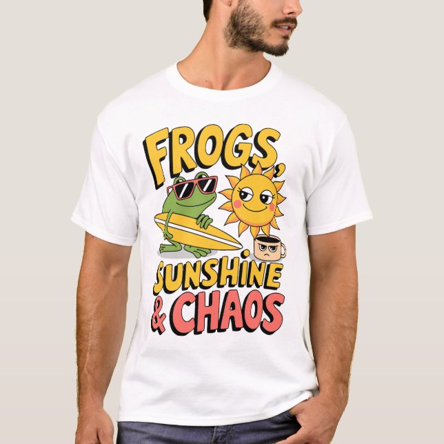 Frogs, Sunshine & Chaos - Fun Summer Men's T-Shirt (Front)