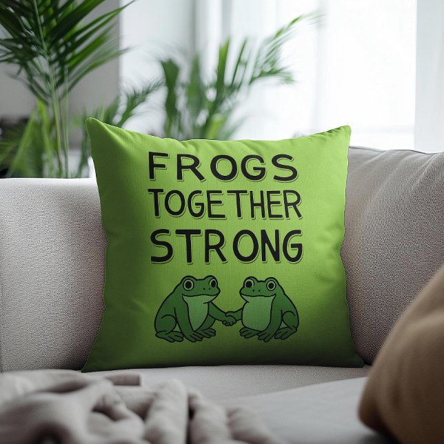 Frogs Together Strong Portland Frog Protest Throw Pillow (Creator Uploaded)