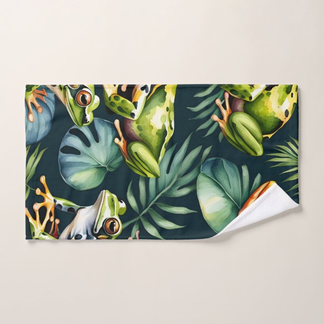 Frogs Watercolor Art  Bath Towel Set (Hand Towel)