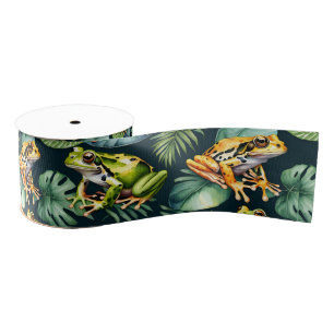 Frogs Watercolor Art Grosgrain Ribbon