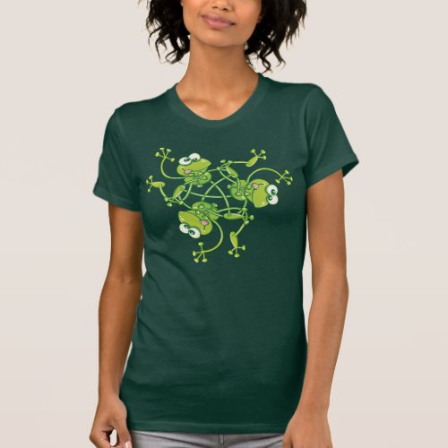 Frogs waving and having fun in a pattern design T_Shirt