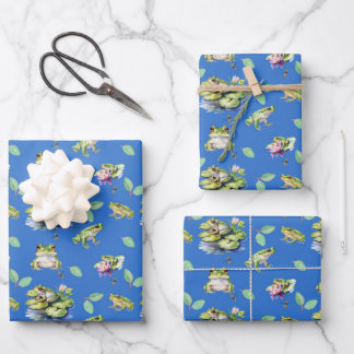 Frogs wrapping paper sheets