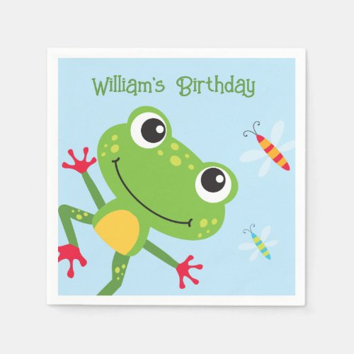 Frogtastic Leaping Frogs Kids Birthday Napkins