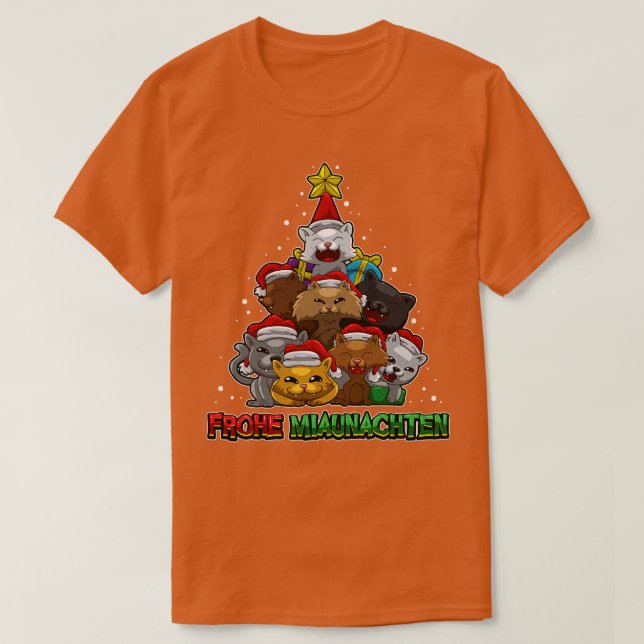 Frohe Miaunachten  Katzenbesitzer Weihnachten Katz T-Shirt (Design Front)