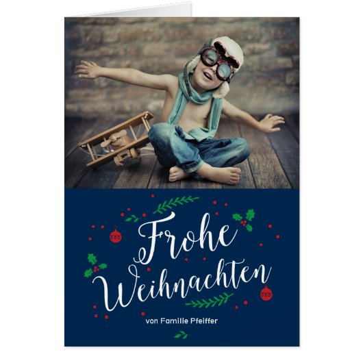Frohe Mistel Urlaub Foto-Gruß Cards (Front)