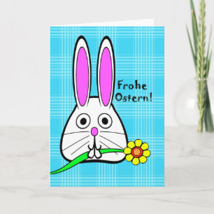 Frohe Ostern, Easter in German, Cute Bunny Holiday Card