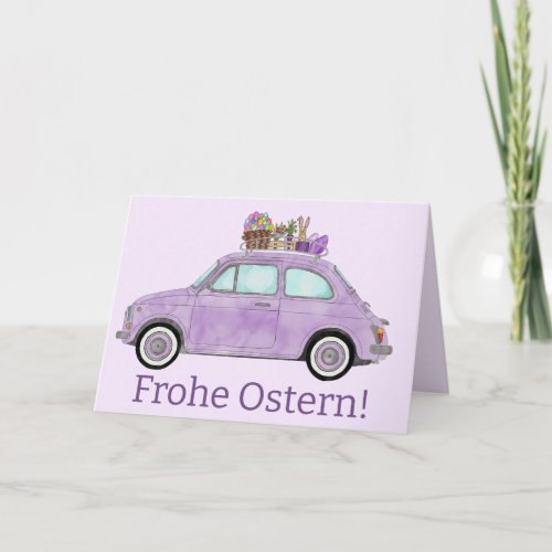 Frohe Ostern German Easter Retro Fiat 500  Holiday