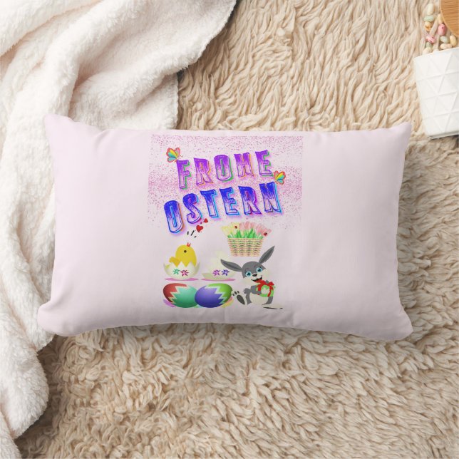 Frohe Ostern Lumbar Pillow (Blanket)