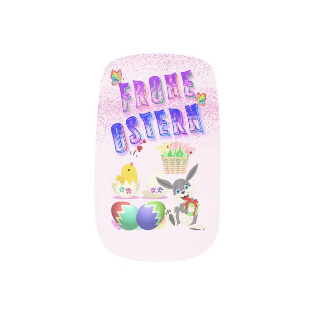 Frohe Ostern Minx Nail Art (Left Thumb)