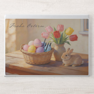Frohe Ostern mit bunten Eiern und Tulpen HP Laptop Skin